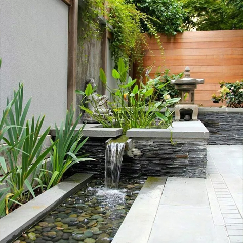 Outdoor Living Space With Water Effect